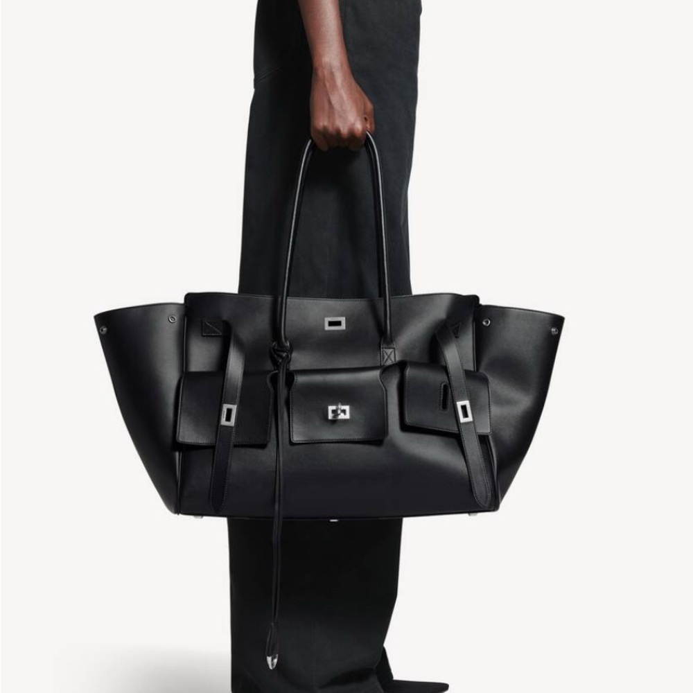 Balenciaga Bel Air Large Black Smooth Leather Tote